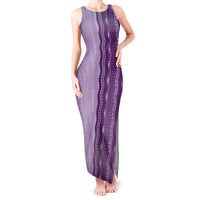 Vintage Violet Hawaiian Traditional Kapa Mix Flowers Lei Tank Maxi Dress