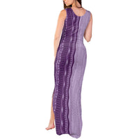 Vintage Violet Hawaiian Traditional Kapa Mix Flowers Lei Tank Maxi Dress
