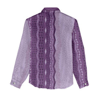 Vintage Violet Hawaiian Traditional Kapa Mix Flowers Lei Women Casual Shirt LT7 - Polynesian Pride