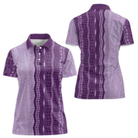 Vintage Violet Hawaiian Traditional Kapa Mix Flowers Lei Women Polo Shirt LT7 - Polynesian Pride