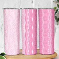 Vintage Pink Hawaiian Traditional Kapa Mix Flowers Lei Skinny Tumbler LT7 - Polynesian Pride
