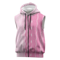 Vintage Pink Hawaiian Traditional Kapa Mix Flowers Lei Sleeveless Zip Hoodie LT7 Pink - Polynesian Pride