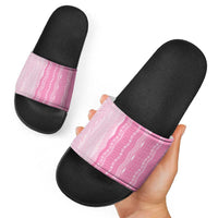 Vintage Pink Hawaiian Traditional Kapa Mix Flowers Lei Slide Sandals