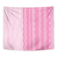 Vintage Pink Hawaiian Traditional Kapa Mix Flowers Lei Tapestry