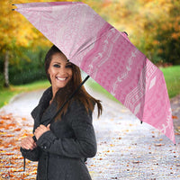 Vintage Pink Hawaiian Traditional Kapa Mix Flowers Lei Umbrella