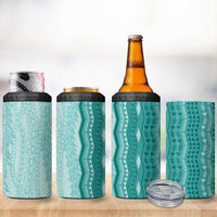 Vintage Teal Hawaiian Traditional Kapa Mix Flowers Lei 4 in 1 Can Cooler Tumbler LT7 - Polynesian Pride