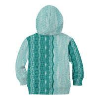 Vintage Teal Hawaiian Traditional Kapa Mix Flowers Lei Kid Hoodie