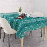 Vintage Teal Hawaiian Traditional Kapa Mix Flowers Lei Tablecloth