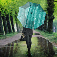 Vintage Teal Hawaiian Traditional Kapa Mix Flowers Lei Umbrella