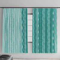 Vintage Teal Hawaiian Traditional Kapa Mix Flowers Lei Window Curtain