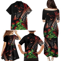 Aloha Hawaii Manta Rays Family Matching Puletasi and Hawaiian Shirt Red Ohia Lehua LT7 - Polynesian Pride