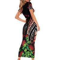 Aloha Hawaii Manta Rays Family Matching Short Sleeve Bodycon Dress and Hawaiian Shirt Red Ohia Lehua LT7 - Polynesian Pride