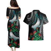 Aloha Hawaii Monk Seal Couples Matching Puletasi and Hawaiian Shirt Mix Ohia Lehua LT7 - Polynesian Pride
