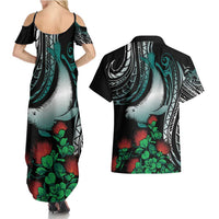 Aloha Hawaii Monk Seal Couples Matching Summer Maxi Dress and Hawaiian Shirt Mix Ohia Lehua LT7 - Polynesian Pride