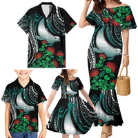 Aloha Hawaii Monk Seal Family Matching Mermaid Dress and Hawaiian Shirt Mix Ohia Lehua LT7 - Polynesian Pride