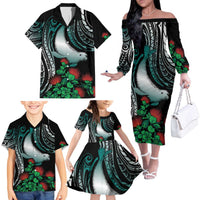 Aloha Hawaii Monk Seal Family Matching Off The Shoulder Long Sleeve Dress and Hawaiian Shirt Mix Ohia Lehua LT7 - Polynesian Pride