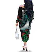 Aloha Hawaii Monk Seal Family Matching Off The Shoulder Long Sleeve Dress and Hawaiian Shirt Mix Ohia Lehua LT7 - Polynesian Pride