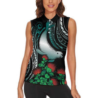 Aloha Hawaii Monk Seal Women Sleeveless Polo Shirt Mix Ohia Lehua LT7 - Polynesian Pride