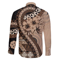 Bula Fiji Family Matching Off Shoulder Short Dress and Hawaiian Shirt Mocha Brown Kaivity Masi Tapa LT7 - Polynesian Pride