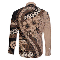Bula Fiji Family Matching Short Sleeve Bodycon Dress and Hawaiian Shirt Mocha Brown Kaivity Masi Tapa LT7 - Polynesian Pride