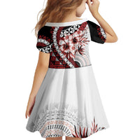 Bula Fiji Family Matching Off Shoulder Maxi Dress and Hawaiian Shirt White Kaivity Masi Tapa LT7 - Polynesian Pride