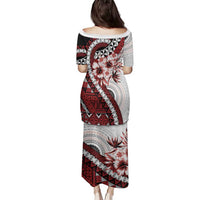 Bula Fiji Family Matching Puletasi and Hawaiian Shirt White Kaivity Masi Tapa LT7 - Polynesian Pride