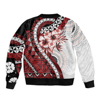 Bula Fiji Sleeve Zip Bomber Jacket White Kaivity Masi Tapa