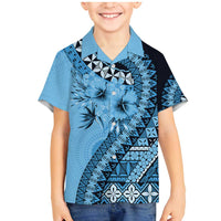 Bula Fiji Family Matching Mermaid Dress and Hawaiian Shirt Turquoise Kaivity Masi Tapa LT7 Son's Shirt Turquoise - Polynesian Pride