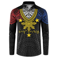 Philippines Heritage Baybayin Mix Polynesian Button Sweatshirt