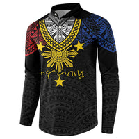 Philippines Heritage Baybayin Mix Polynesian Button Sweatshirt