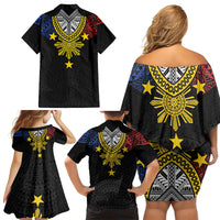 Philippines Heritage Baybayin Mix Polynesian Family Matching Off Shoulder Short Dress and Hawaiian Shirt LT7 - Polynesian Pride