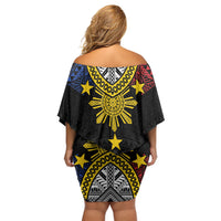 Philippines Heritage Baybayin Mix Polynesian Family Matching Off Shoulder Short Dress and Hawaiian Shirt LT7 - Polynesian Pride