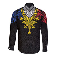 Philippines Heritage Baybayin Mix Polynesian Long Sleeve Button Shirt