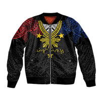 Philippines Heritage Baybayin Mix Polynesian Sleeve Zip Bomber Jacket