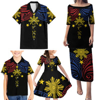 Philippines Heritage Personalized Family Matching Puletasi and Hawaiian Shirt Baybayin Philipinas Sun LT7 - Polynesian Pride