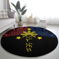 Philippines Heritage Round Carpet Baybayin Philipinas Sun