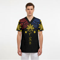 Philippines Heritage Personalized Scrub Top Baybayin Philipinas Sun