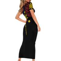 Philippines Heritage Personalized Short Sleeve Bodycon Dress Baybayin Philipinas Sun