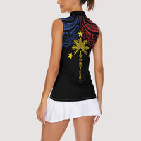 Philippines Heritage Personalized Women Sleeveless Polo Shirt Baybayin Philipinas Sun