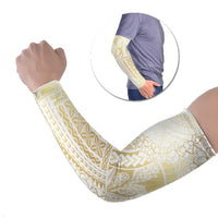 Samoa Lotu Tamaiti Mamanu Siapo Arm Sleeves Golden Plumeria - Polynesian Pride