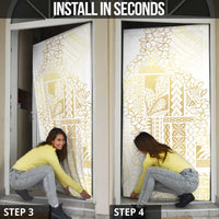 Samoa Lotu Tamaiti Mamanu Siapo Door Cover Golden Plumeria LT7 - Polynesian Pride