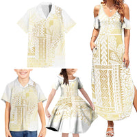 Samoa Lotu Tamaiti Mamanu Siapo Family Matching Summer Maxi Dress and Hawaiian Shirt Golden Plumeria LT7 - Polynesian Pride