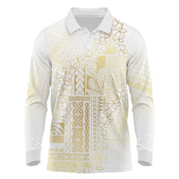 Samoa Lotu Tamaiti Mamanu Siapo Long Sleeve Polo Shirt Golden Plumeria LT7 Gold - Polynesian Pride