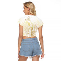 Samoa Lotu Tamaiti Mamanu Siapo Raglan Cropped T Shirt Golden Plumeria LT7 - Polynesian Pride