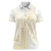 Samoa Lotu Tamaiti Mamanu Siapo Women Polo Shirt Golden Plumeria LT7 Female Gold - Polynesian Pride