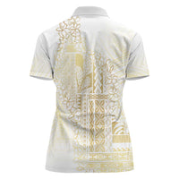 Samoa Lotu Tamaiti Mamanu Siapo Women Polo Shirt Golden Plumeria LT7 - Polynesian Pride