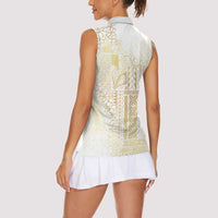 Samoa Lotu Tamaiti Mamanu Siapo Women Sleeveless Polo Shirt Golden Plumeria LT7 - Polynesian Pride