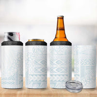 Samoa Lotu Tamaiti Mamanu Siapo 4 in 1 Can Cooler Tumbler Off White Plumeria LT7 - Polynesian Pride