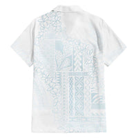 Samoa Lotu Tamaiti Mamanu Siapo Family Matching Off The Shoulder Long Sleeve Dress and Hawaiian Shirt Off White Plumeria LT7 - Polynesian Pride