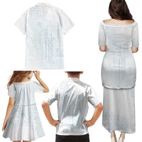 Samoa Lotu Tamaiti Mamanu Siapo Family Matching Puletasi and Hawaiian Shirt Off White Plumeria LT7 - Polynesian Pride